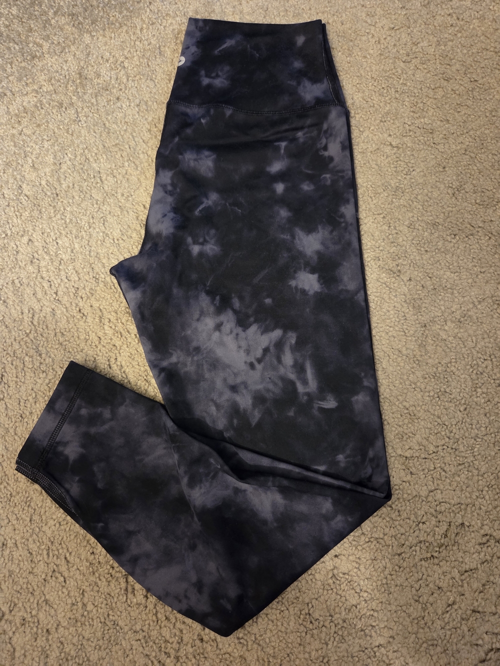 90 Degree By Reflex Black & Gray Tie-Dye High Rise Leggings